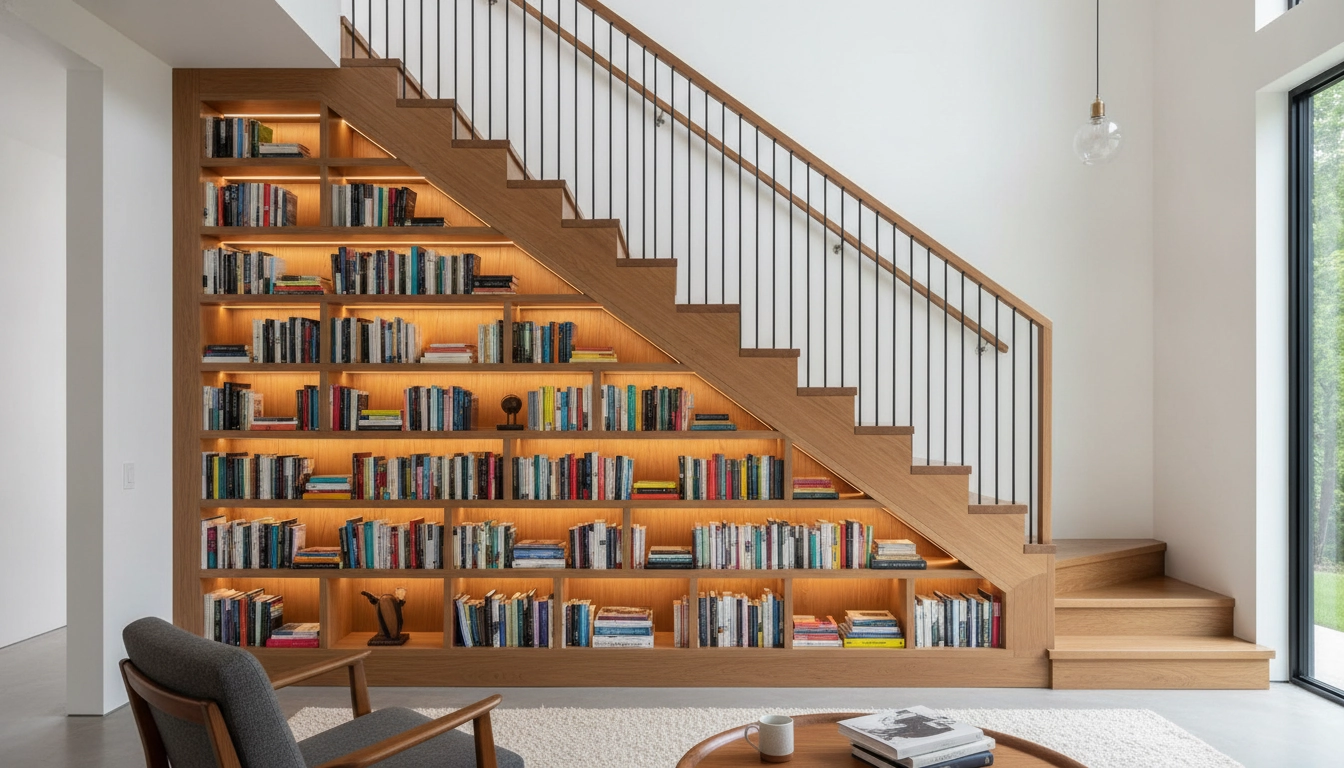 Utilisation intelligente des astuces rangement livres espaces inexploités maison sous un escalier