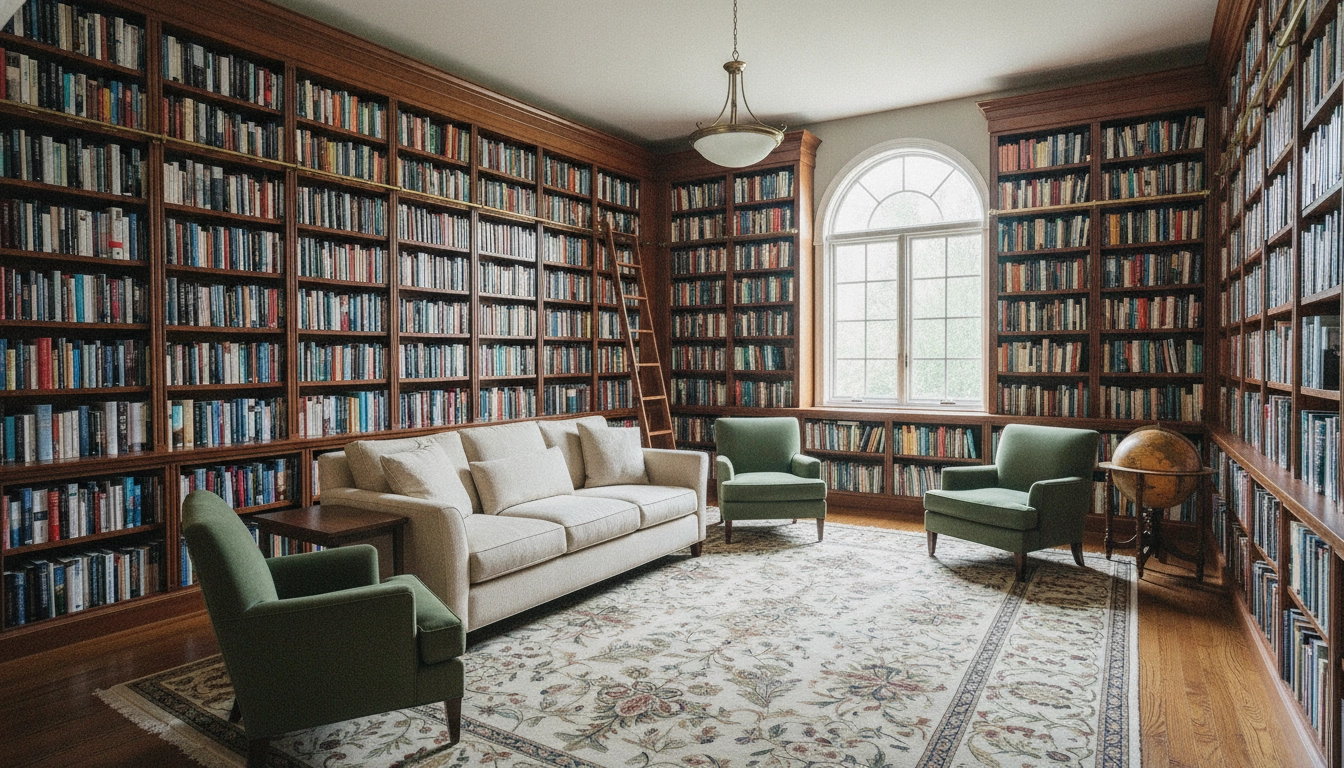 Un exemple visuel de classement livres par auteur ordre alphabétique méthode dans une bibliothèque domestique.