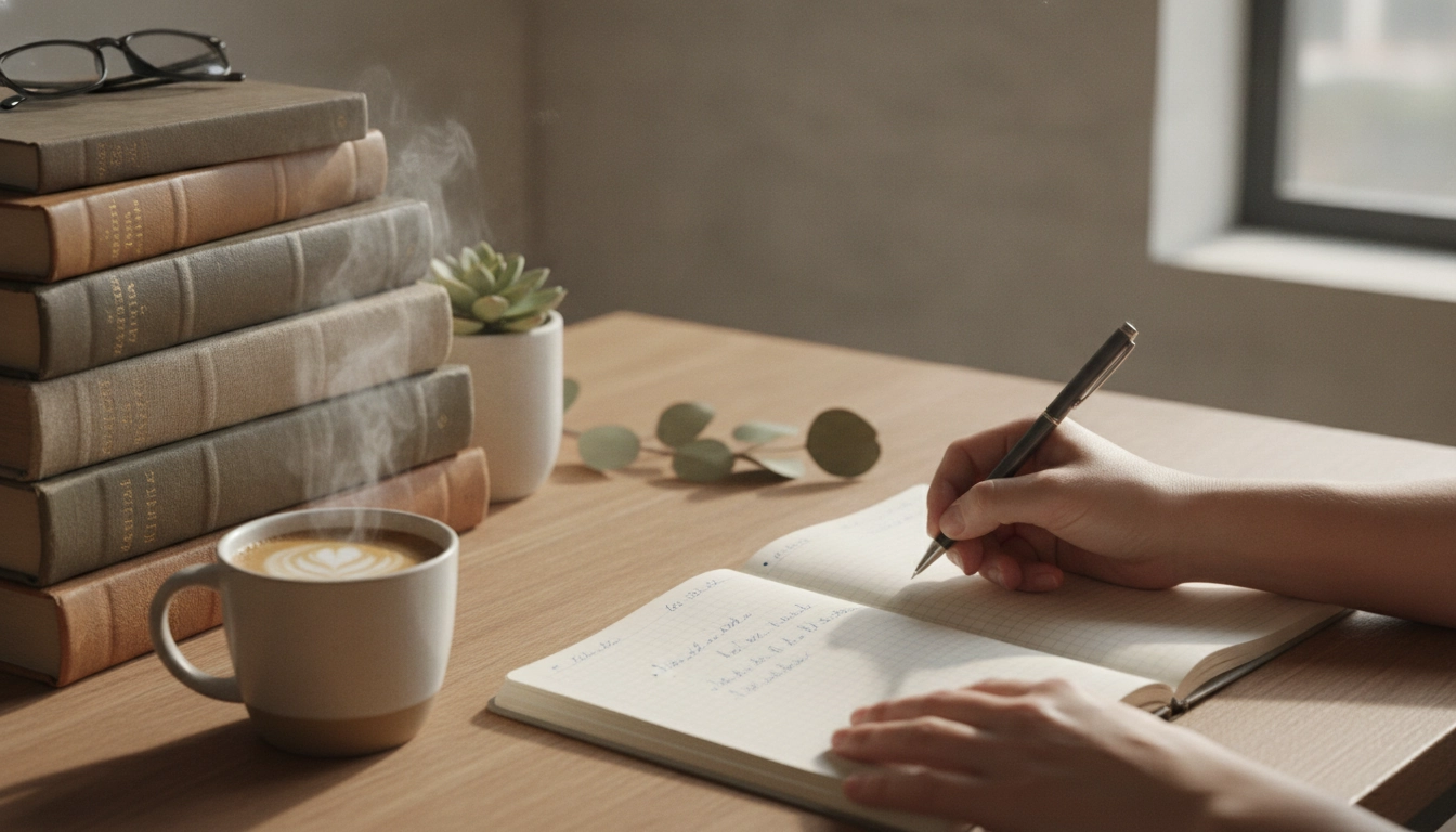 Une personne prenant des notes sur ses lectures pour rester motivée