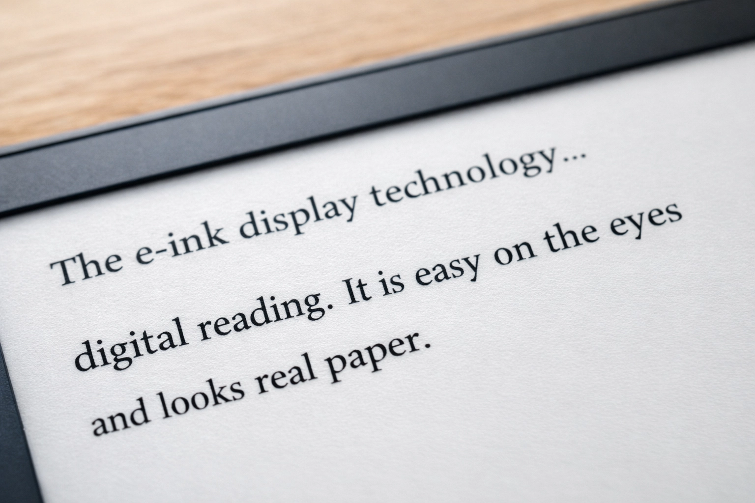 Gros plan sur un écran e-ink de liseuse illustrant le confort visuel liseuse écran e-ink avantages yeux grâce à sa surface mate réflective