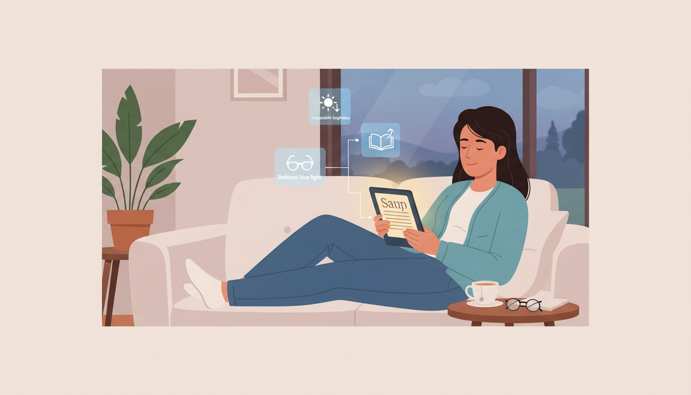 Liseuse posée sur une table avec un éclairage doux illustrant le confort visuel liseuse optimal