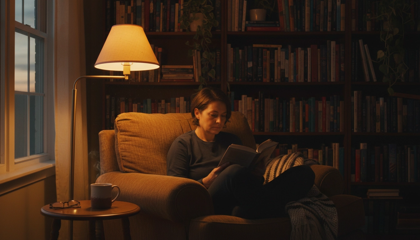 Adulte absorbé par la lecture d'un roman, illustration de comment la fiction développe l'empathie chez l'adulte grâce à l'immersion narrative