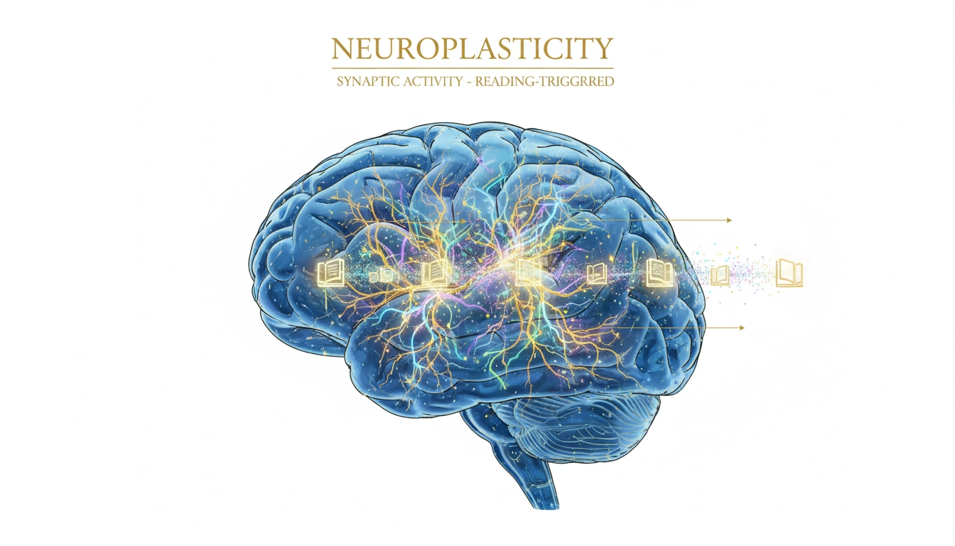 Illustration scientifique des connexions neuronales actives illustrant lecture et plasticité cérébrale adulte