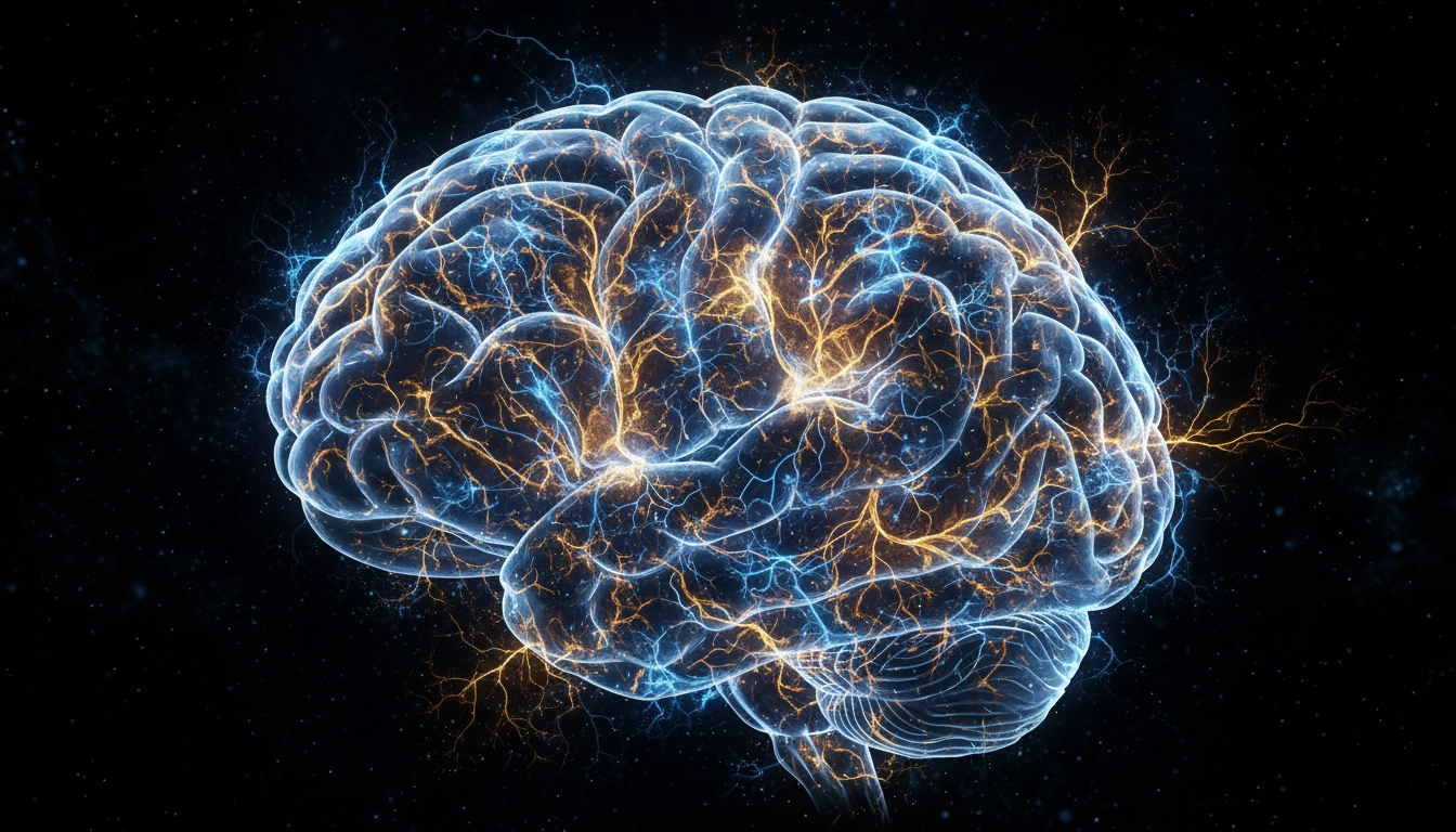 Illustration des connexions neuronales actives dans le cerveau pendant la lecture, représentant le renforcement de la mémoire à long terme