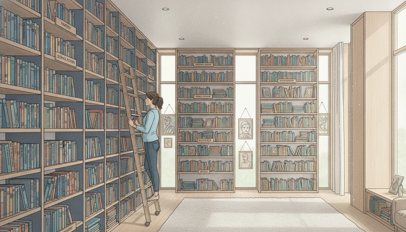 Une bibliothèque organisée avec soin utilisant la meilleure méthode classement bibliothèque mixte genre auteur.