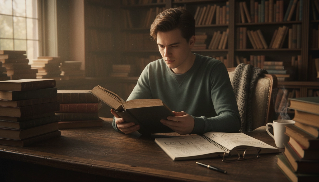 Lecteur concentré prenant des notes dans un carnet pour améliorer la mémorisation des lectures