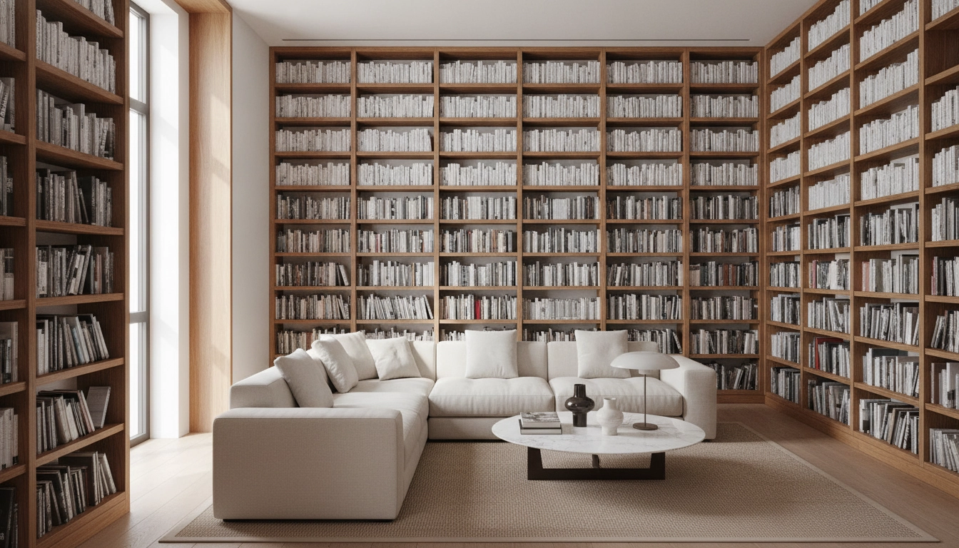 Bibliothèque moderne utilisant des méthodes rangement livres par ordre maximiser capacité étagère pour un gain d'espace optimal.