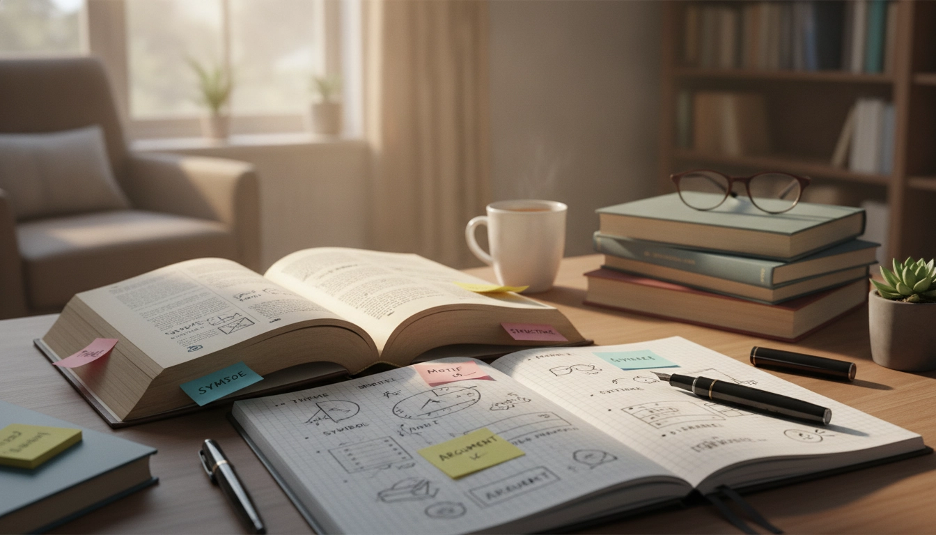 Une personne utilisant une méthode pour savoir comment prendre des notes efficaces pendant la lecture analytique d'un livre