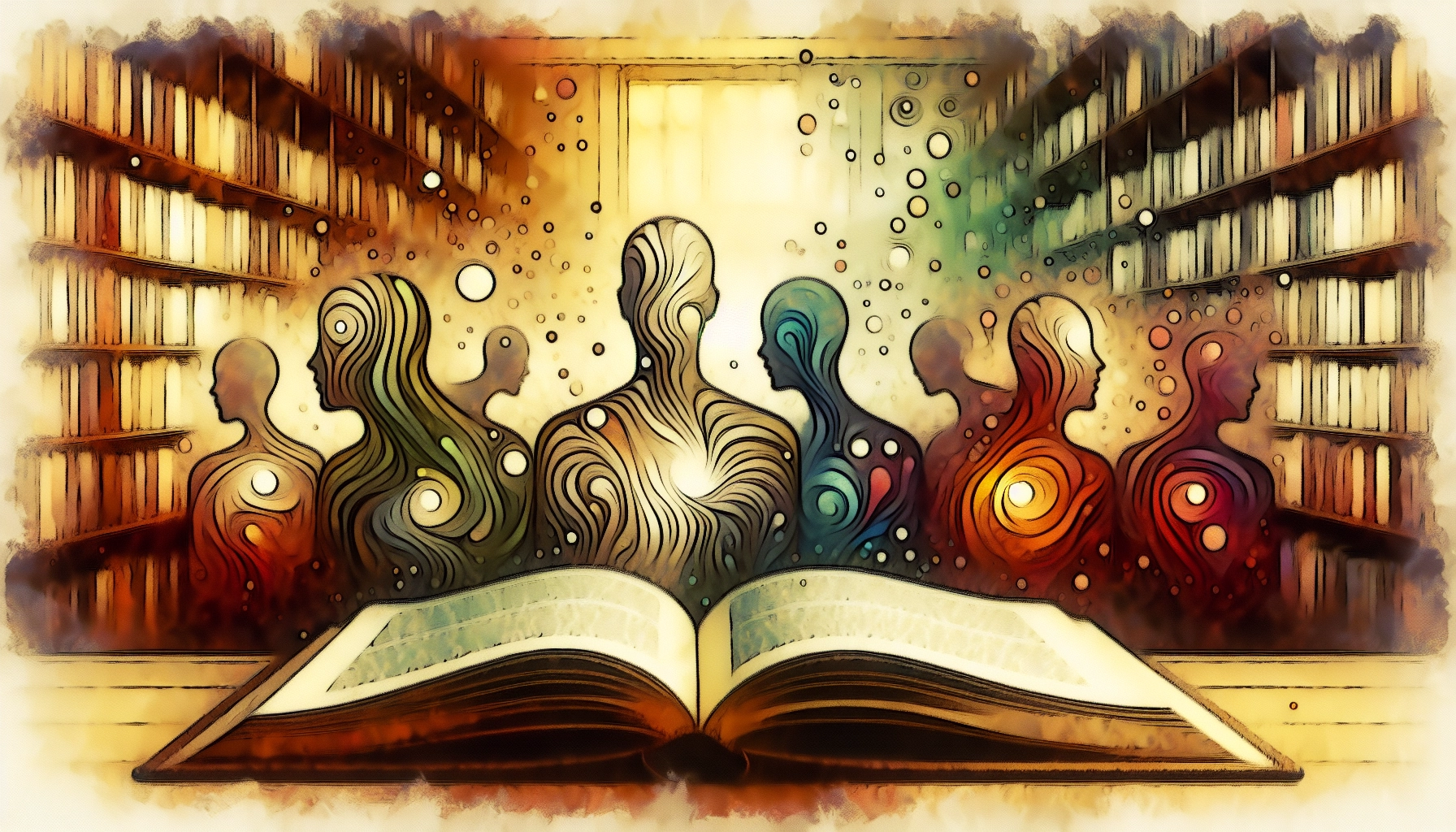 Illustration d'un livre ouvert avec des personnages de fiction pour comprendre les émotions des autres qui en émergent