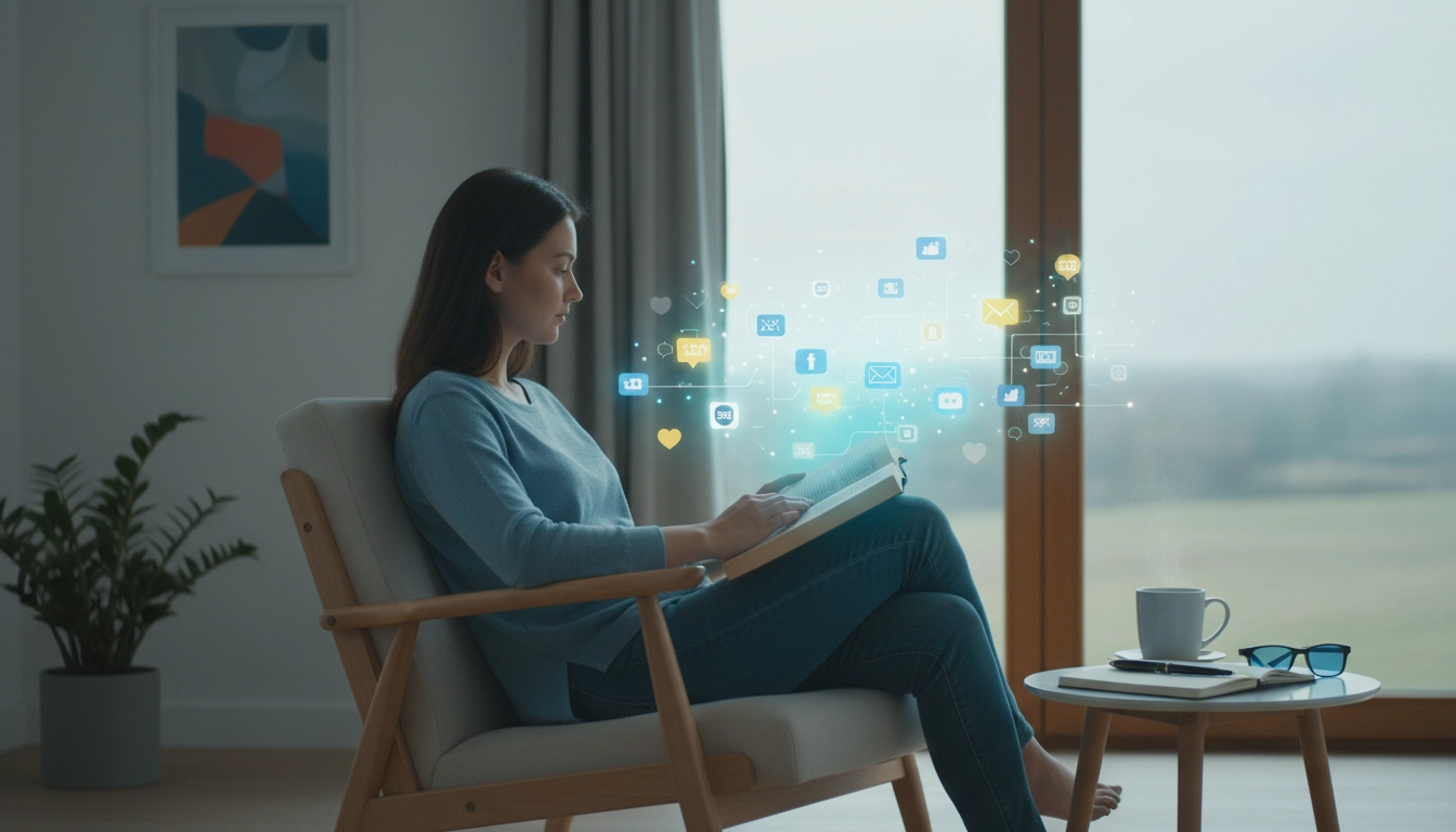 Personne concentrée en train de lire un livre dans un environnement calme, cherchant à comprendre pourquoi elle n'arrive plus à me concentrer pour lire et comment résoudre ce problème