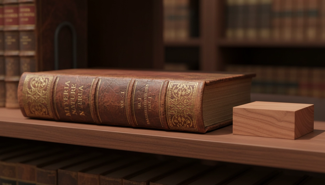 Livre ancien en cuir sur une étagère de bibliothèque avec protection naturelle contre les insectes nuisibles