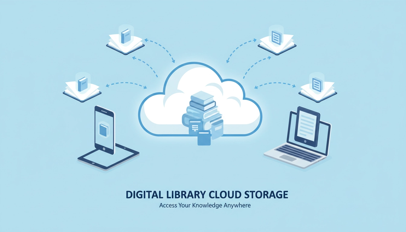 Illustration de la conservation durable d'une bibliothèque numérique synchronisée dans le cloud