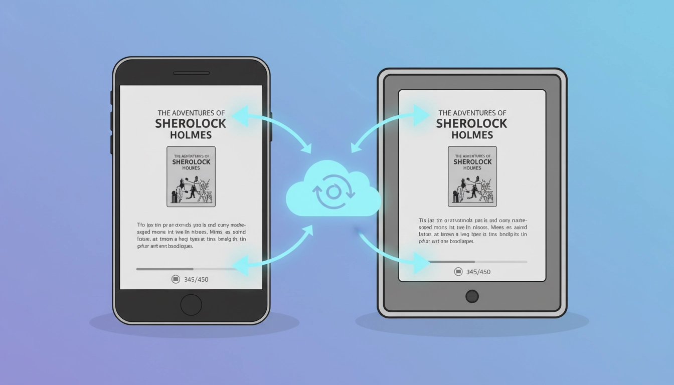 Illustration montrant comment synchroniser sa progression de lecture entre liseuse et smartphone avec un système de synchronisation cloud en temps réel