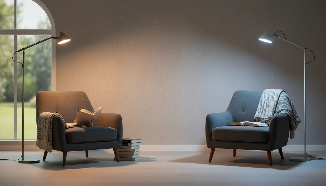 Comparaison visuelle des différentes températures de couleur ampoule lecture, montrant l'effet de chaque température sur l'ambiance et le confort de lecture